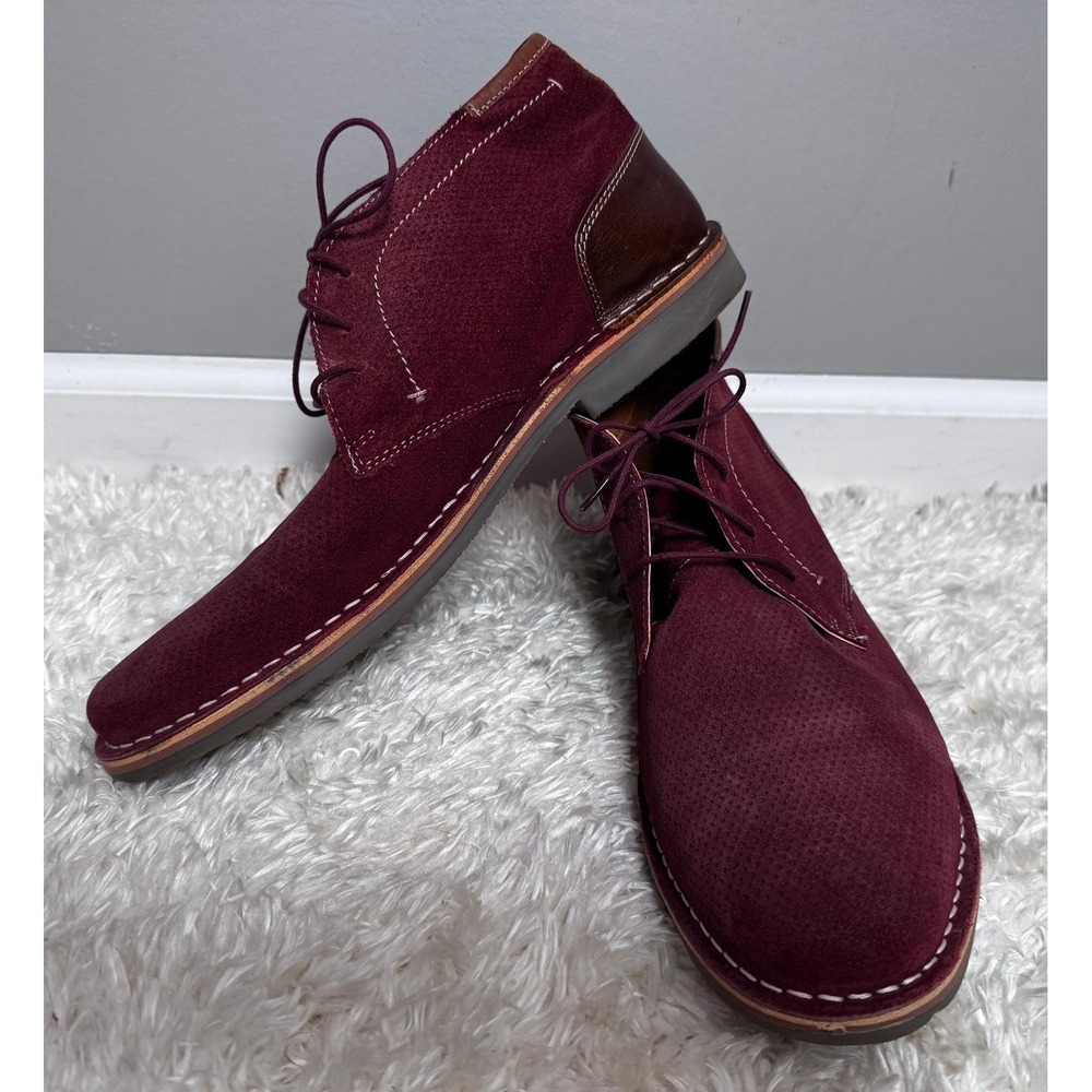 Steve Madden Hanson 622 Mens Burgundy Suede Brown Leather Chukka Desert Boots 12
